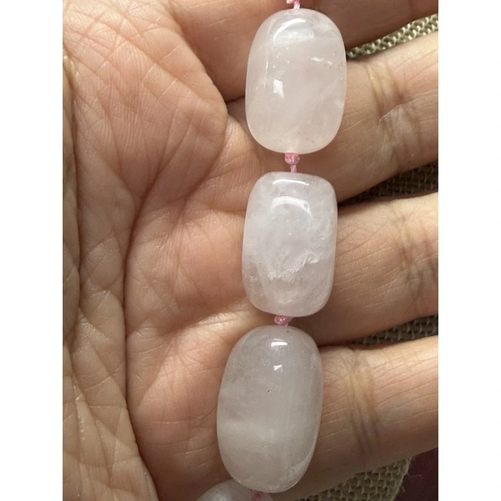 Rose Quartz Chunky Beaded Hand Knotted Necklace 18